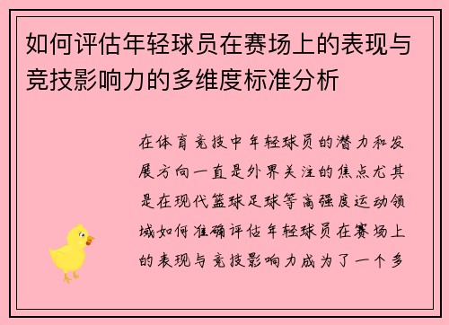 如何评估年轻球员在赛场上的表现与竞技影响力的多维度标准分析